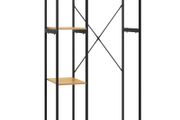 Wardrobe Black and Oak 90x40x167 cm Metal and Chipboard