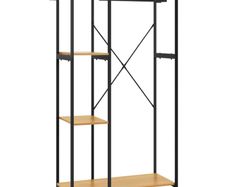 Wardrobe Black and Oak 90x40x167 cm Metal and Chipboard