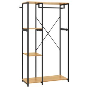 Wardrobe Black and Oak 90x40x167 cm Metal and Chipboard