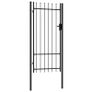 Fence Gate Single Door with Spike Top Steel 1x2 m Black Image 2