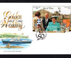 1997 Isle of Man Golden Wedding of Queen Elizabeth II and Prince Philip Commemorative Stamp Miniature Sheet First Day Cover (FDC)