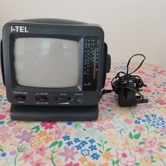 Vintage I-TEL 5" Black & White Portable CRT TV + AM/FM Radio Receiver (Model 0081)