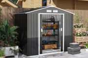 7ft x 4ft Lockable Polypropylene Garden Storage Shed Storage w/ Air Vents Steel Dark Grey
