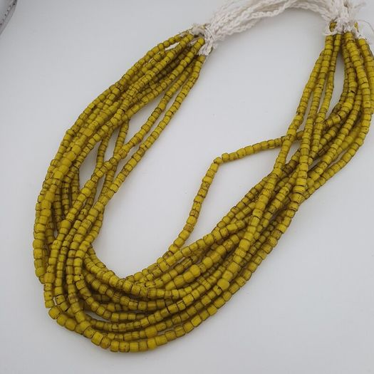 Antique Venetian Yellow Trade 3-5mm Beads Necklace Strands