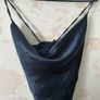 Brand New ASOS design Navy Satin Cowl Neck Maxi Dress - Lace Up Back - UK 16 Image 5