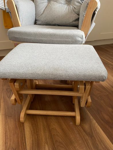 Babylo Brompton Glider & Footstool Grey suedette/Natural wood