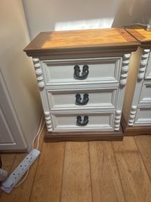 Cream and Wooden Bedside Table