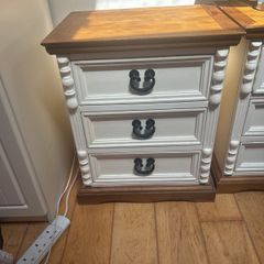 Cream and Wooden Bedside Table