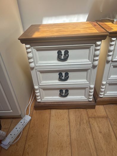 Cream and Wooden Bedside Table