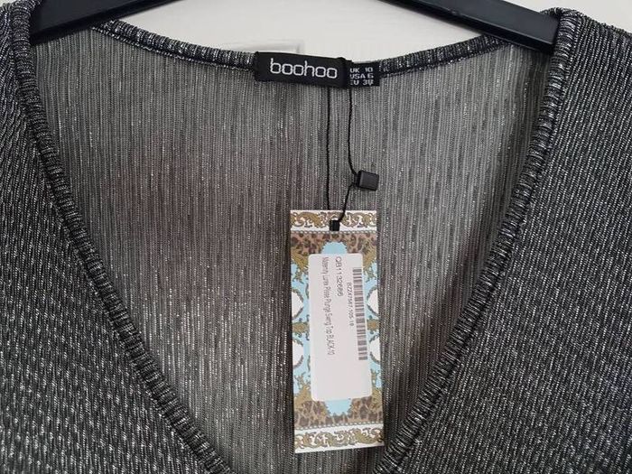 Maternity top (Boohoo) black/silver size 10