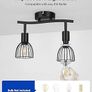 2 Way Spot Lights Ceiling, Adjustable Kitchen Light Fittings with E14 Socket, Matt Black Wire Cage Wall Spotlight Bar, Industrial Ceiling Light for Indoor Hallway Bedroom, Bulb Not Included Image 4