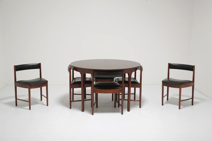 Vintage Rosewood Dining Table & 6 Dining Chairs Set by Tom Robertson for McIntosh, 1960s