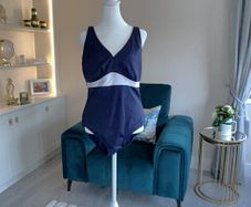 Ladies Navy & White Swimsuit from TU  Size UK 18 / EU 46