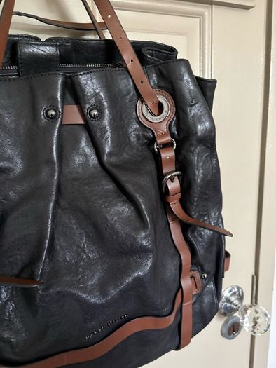 Genuine leather black and dark brown shoulder bag by Karen Millen