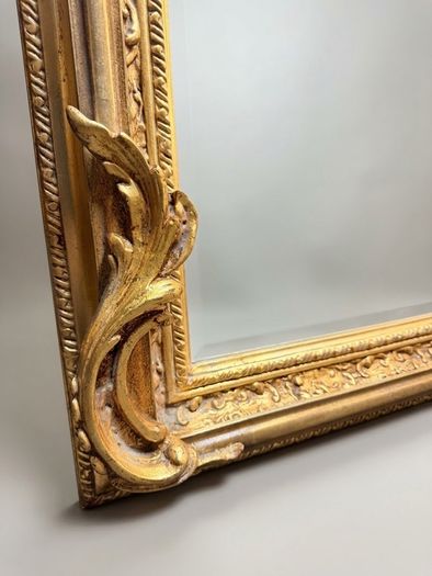 French Style Gilt Wood & Plaster Panel Mirror