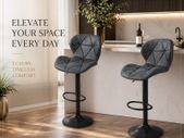 Set of 2 Height Adjustable Faux Leather Bar Stools Brown or Grey Kitchen Breakfast Bar Chairs with Backrest and Footrest