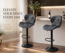 Set of 2 Height Adjustable Faux Leather Bar Stools Brown or Grey Kitchen Breakfast Bar Chairs with Backrest and Footrest