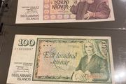 Iceland banknotes lot 1000 and 100 Kronur