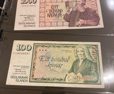 Iceland banknotes lot 1000 and 100 Kronur