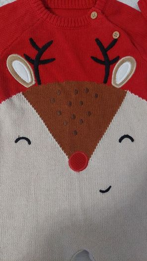 Knited baby reindeer romper
