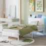 Single Bed Frames with Storage Headboard and Charging Station/LED Lights,Heavy Image 4