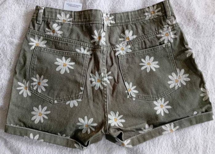 M&S Khaki Denim Shorts with Flower Print Age 15-16 BNWT