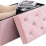 NEW | Folding Storage Ottoman Bench, Velvet Large Footstools Cube for Living Room and Bedroom 110 x 40 x 40 cm Image 6