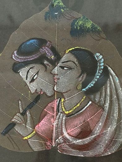 Framed Vintage Indian Peepal Leaf Paintings