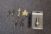 Curtain tie backs and brass pull for blind