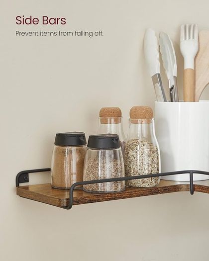 Floating Shelves, Set of 2, L-Shaped Corner Shelves for Wall, Corner Wall Shelf, Industrial Style, for Living Room, Bedroom, Kitchen, Rustic Brown and Black