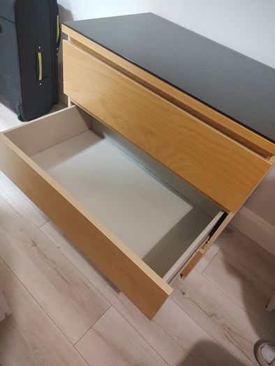 Wooden Chest of drawers with glass top