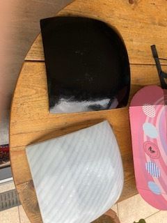 2 hand blown glass plates/platters