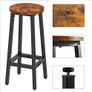 Set of 4 Wooden Bar Stools for Kitchen, Rustic Brown Image 3