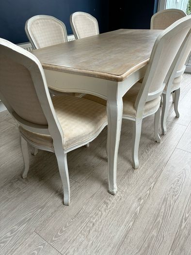 Cream Rustic Dining table and chairs