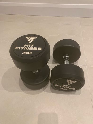 Dumbbell Pair 30kg Hit Fitness Round Rubber