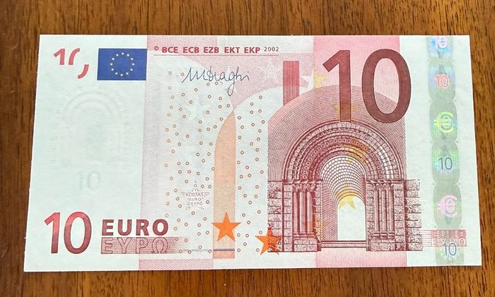 European Union 10 Euro Prefix T 2002 Banknotes X 1
