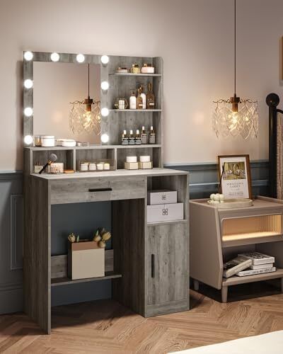 Dressing Table with Mirror and 10 LED Lights