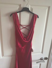 Oh Hello Clothing Red Satin Maxi Dress - Size 32