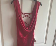 Oh Hello Clothing Red Satin Maxi Dress - Size 32