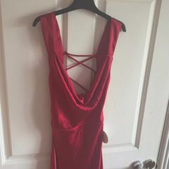 Oh Hello Clothing Red Satin Maxi Dress - Size 32