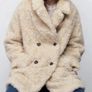 Zara Faux Fur Shearling Coat Ecru/Beige Size L Image 6