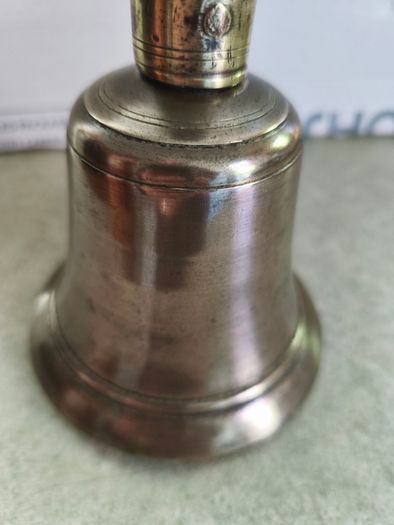 Antique Brass School Bell With Wood Handle