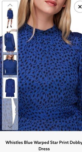 BNWT - Whistles Blue Warped Star Print Dobby Dress UK 14