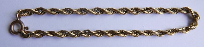 Vintage Solid 9K Yellow Gold 375 Thick Rope Chain Bracelet length 7,5" - 3,5g