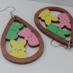 Waterdrop Laser Cut Bunny Cluster Easter Egg Earrings