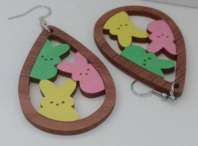 Waterdrop Laser Cut Bunny Cluster Easter Egg Earrings