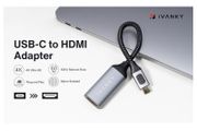 iVanky Premium 4K@60Hz USB-C (Male) to HDMI (Female) (Gold Plated/Nylon Braided/Aluminum Alloy) Adapter Cable (Brand New/Warranty)