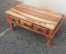 solid wood coffee table with drawers