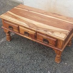 solid wood coffee table with drawers