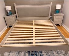 Magnificent Extremely Solid Grey Fabric Wooden 6Ft SuperKing Bed Frame - Can Organise Delivery